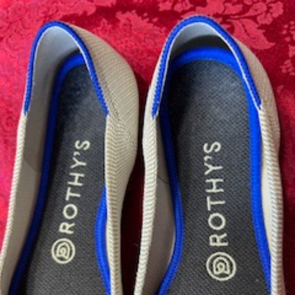 Rothys Point Grey Knit Womens Flats - Picture 3 of 5